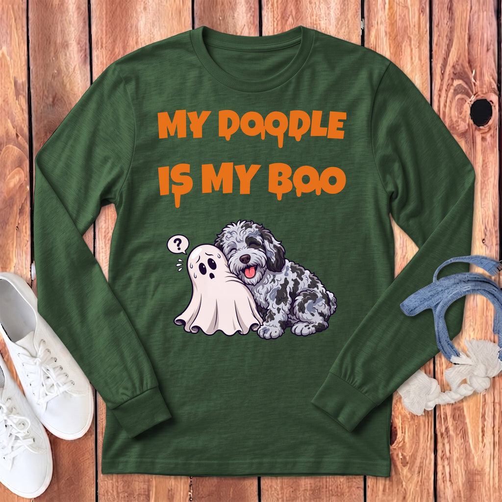 Merle Goldendoodle My Boo Long Sleeve T-Shirt in Heather Forest / S by Puppy Jo