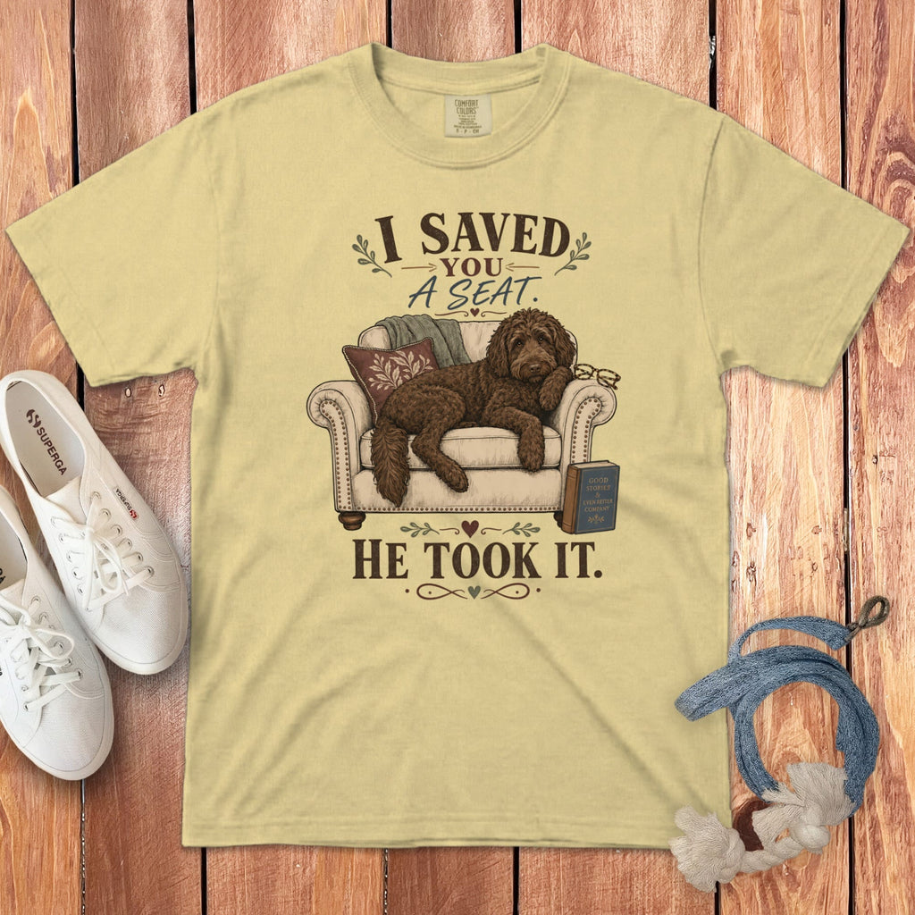 Chocolate Goldendoodle Seat Signature T-Shirt in Butter / S by Puppy Jo