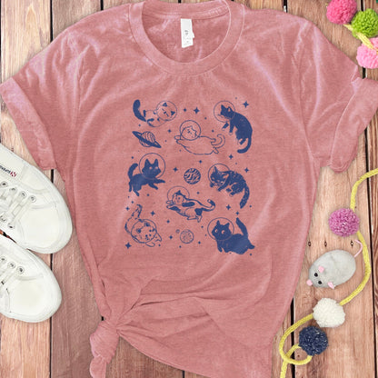 Playful Cats Graphic Print Pink T-Shirt product type