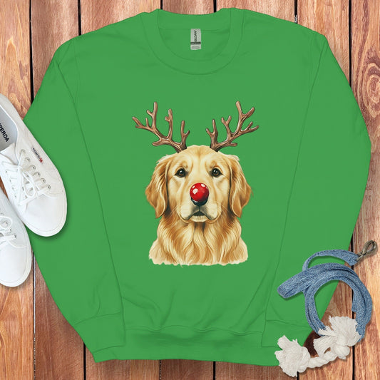 Cute Festive Golden Retriever Reindeer Sweatshirt