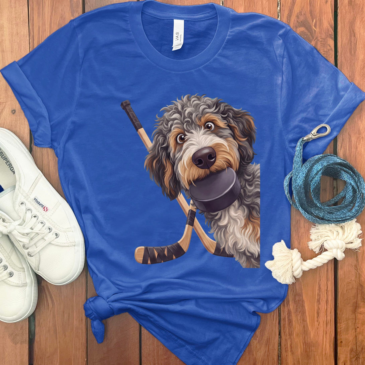 Aussiedoodle Hockey T-Shirt in True Royal / S by Puppy Jo
