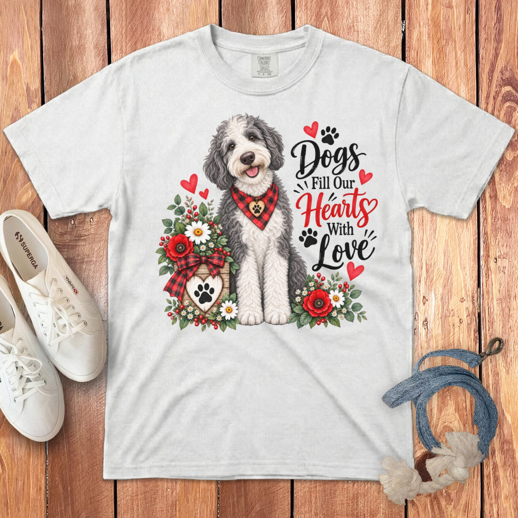 Sheepadoodle Hearts Love Signature T-Shirt