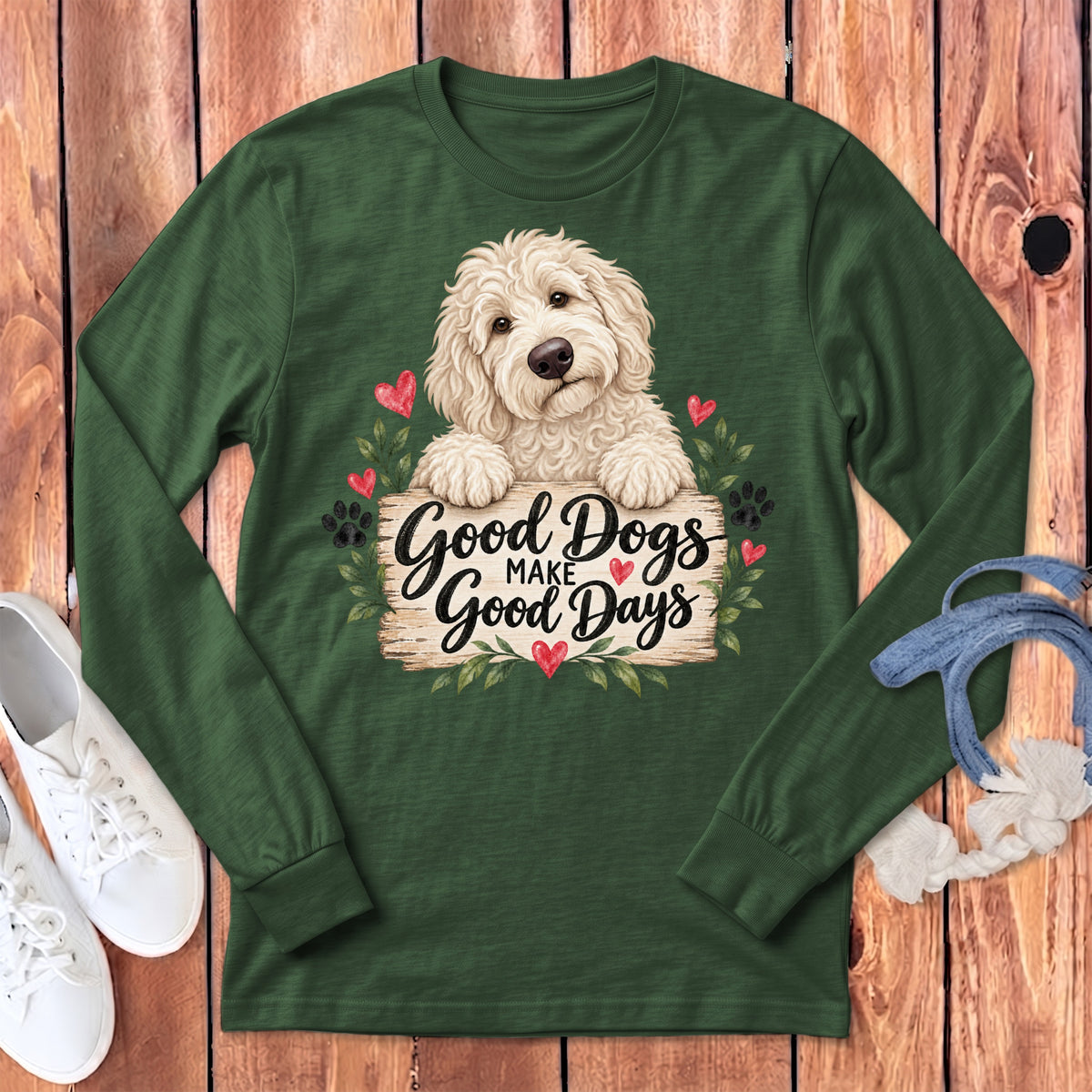 Cream Goldendoodle Good Days Long Sleeve T-Shirt