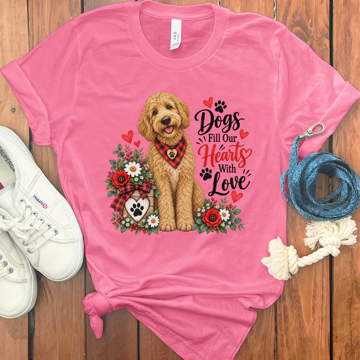 Golden Goldendoodle Hearts Love T-Shirt