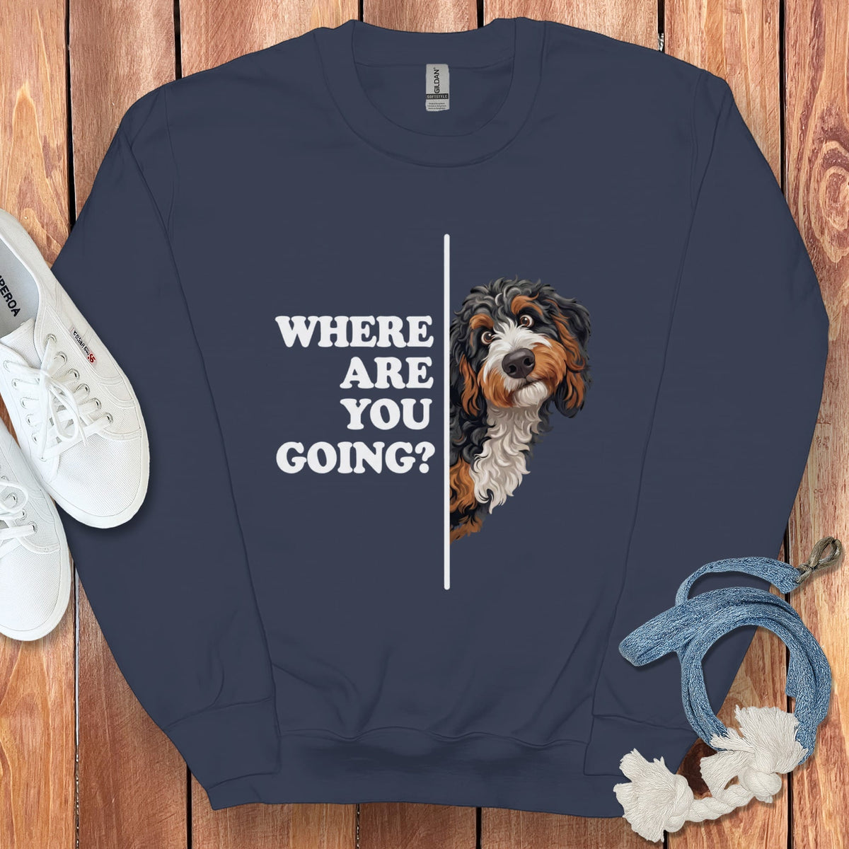 Where Going Bernedoodle Sweatshirt in Navy / S by Puppy Jo
