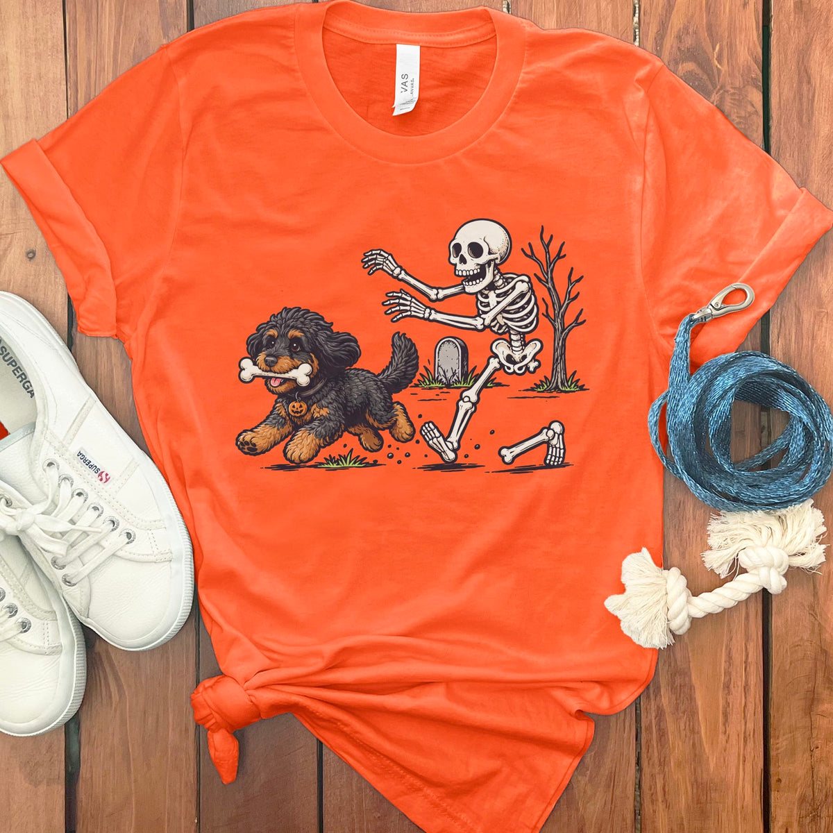 Phantom Goldendoodle Bone Thief T-Shirt in Orange / S by Puppy Jo