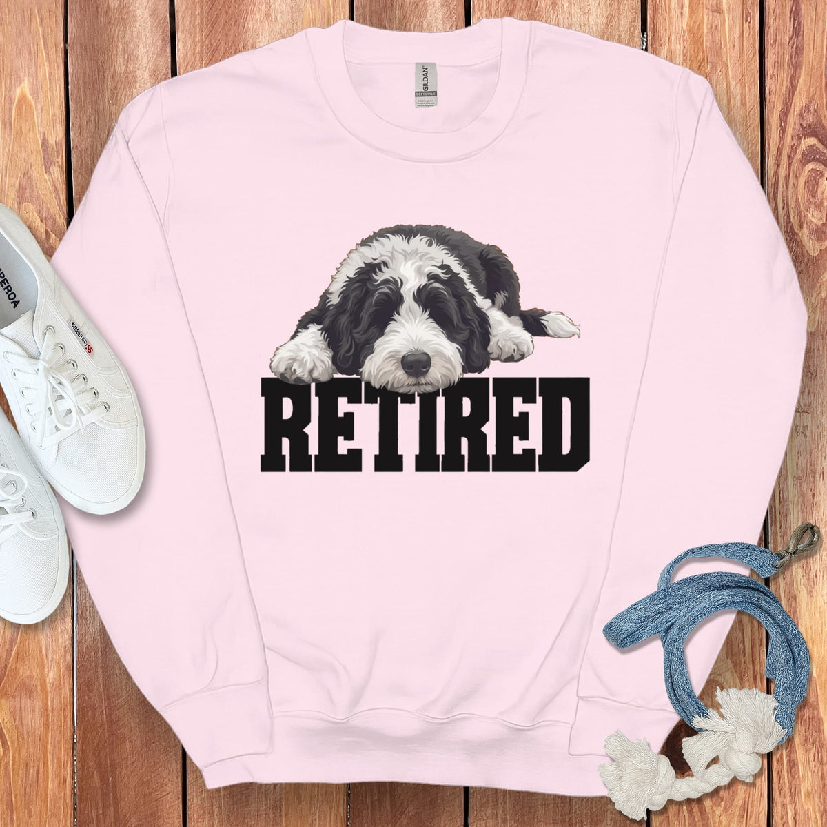 Retired Sleeping Sheepadoodle Sweatshirt in Light Pink / S by Puppy Jo