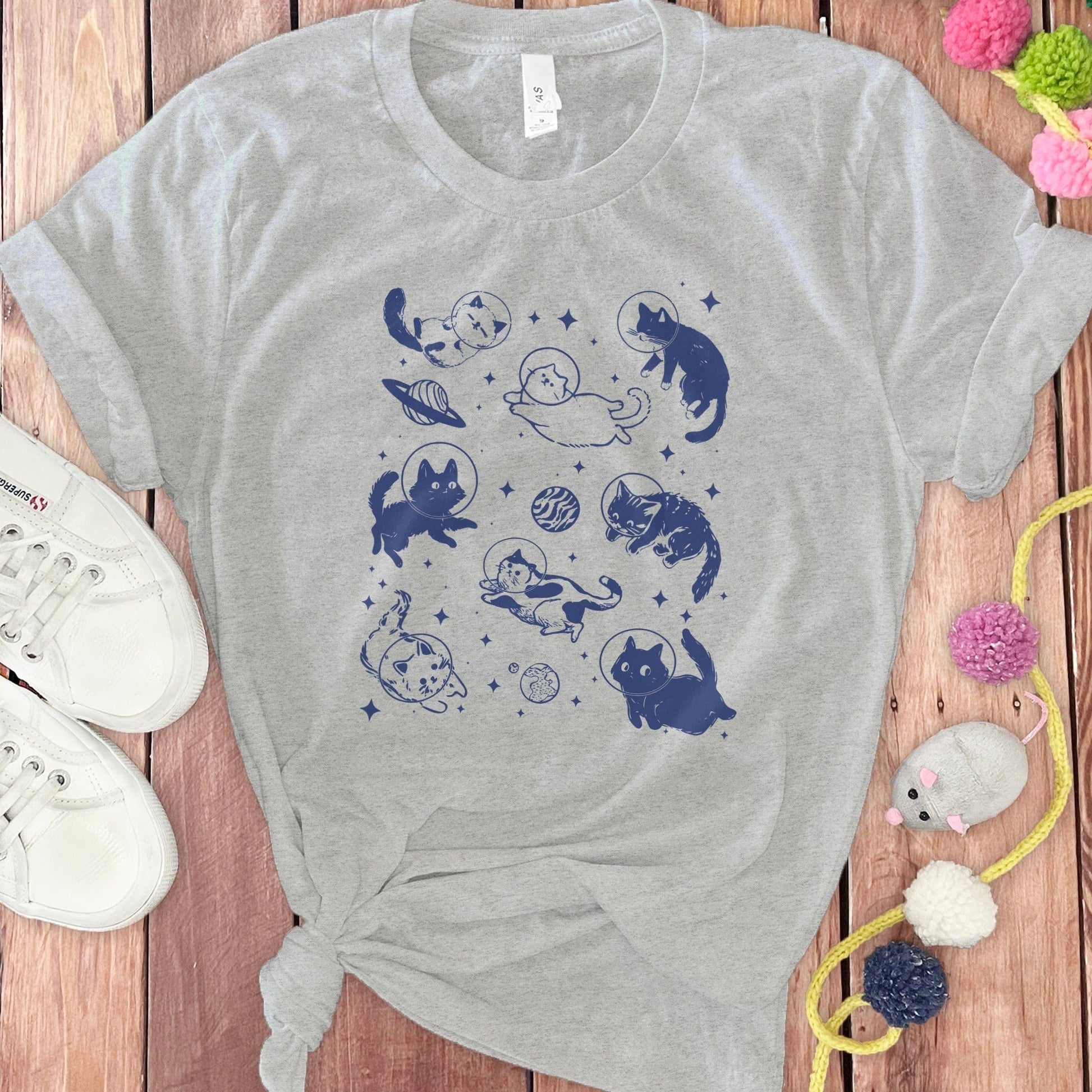 Whimsical Cats in Space Graphic Print T-shirt product