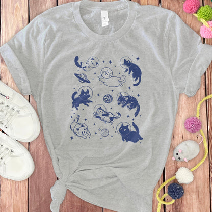 Whimsical Cats in Space Graphic Print T-shirt product