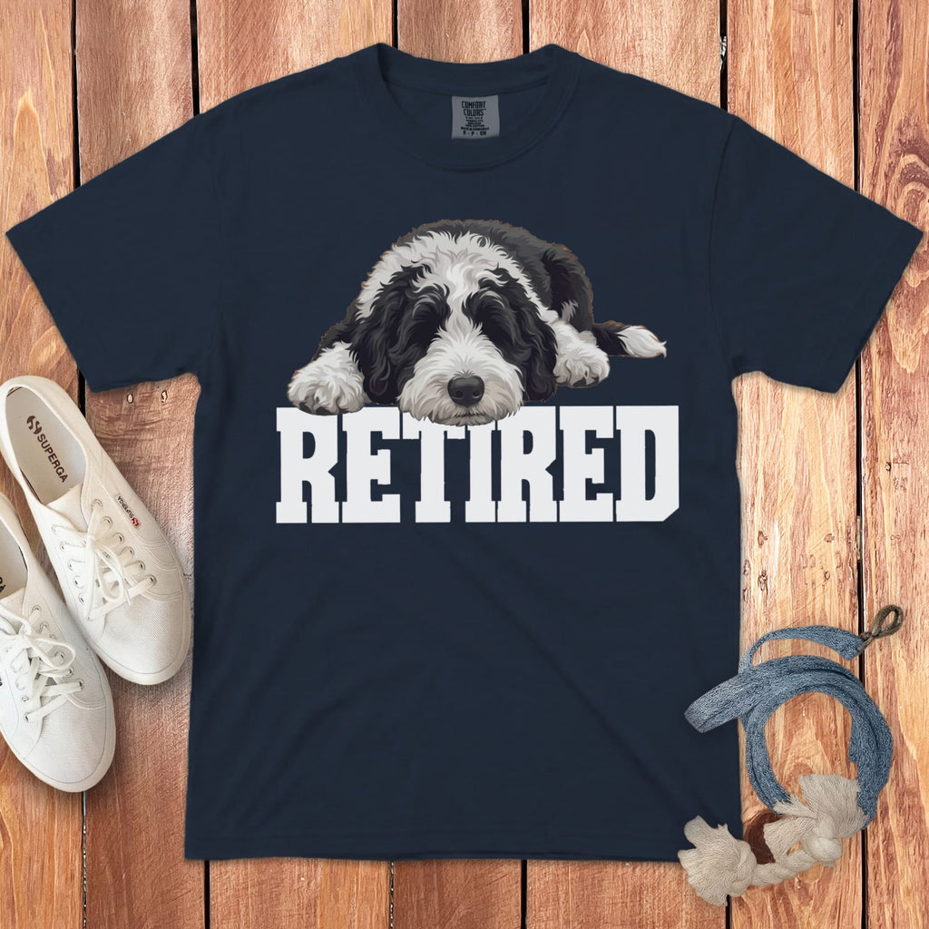Retired Sleeping Sheepadoodle Signature T-Shirt in Navy / S by Puppy Jo