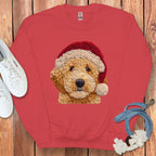 Cute Puppy in Santa Hat Cozy Holiday Sweatshirt