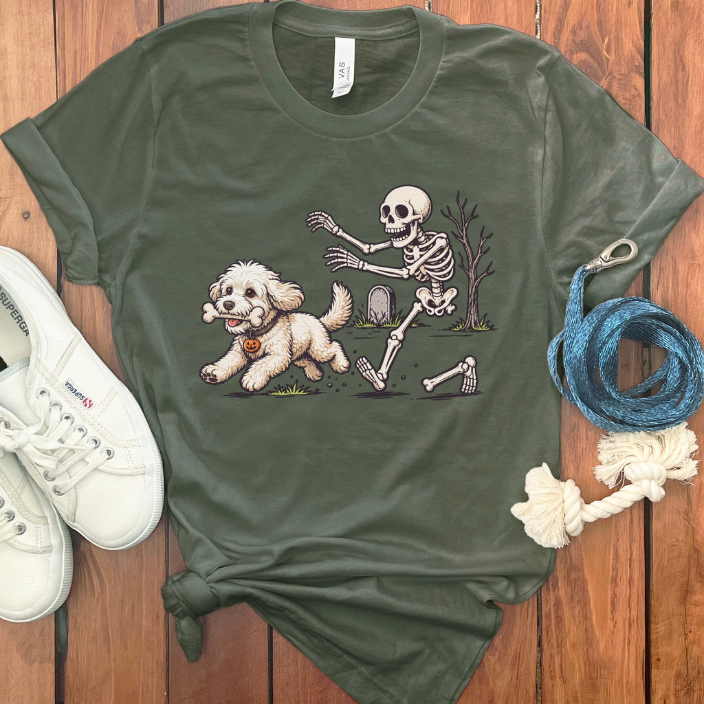 Maltipoo Bone Thief T-Shirt in Military Green / S by Puppy Jo