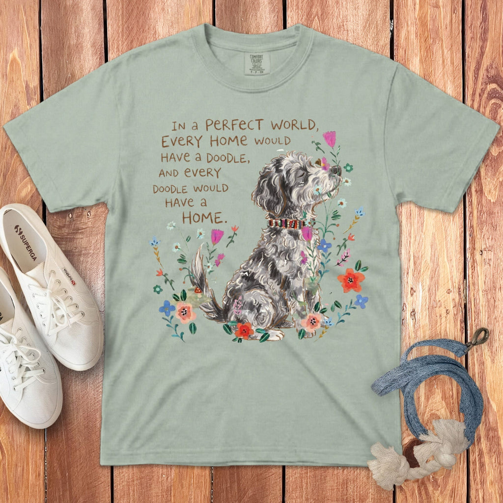 Perfect World Merle Goldendoodle Signature T-Shirt in Bay / S by Puppy Jo