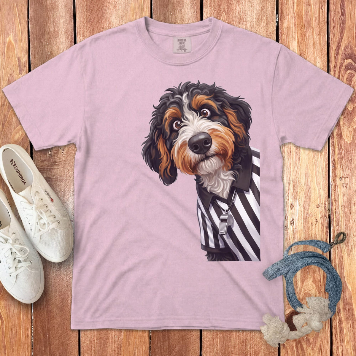 Bernedoodle Football Referee Signature T-Shirt in Blossom / S by Puppy Jo