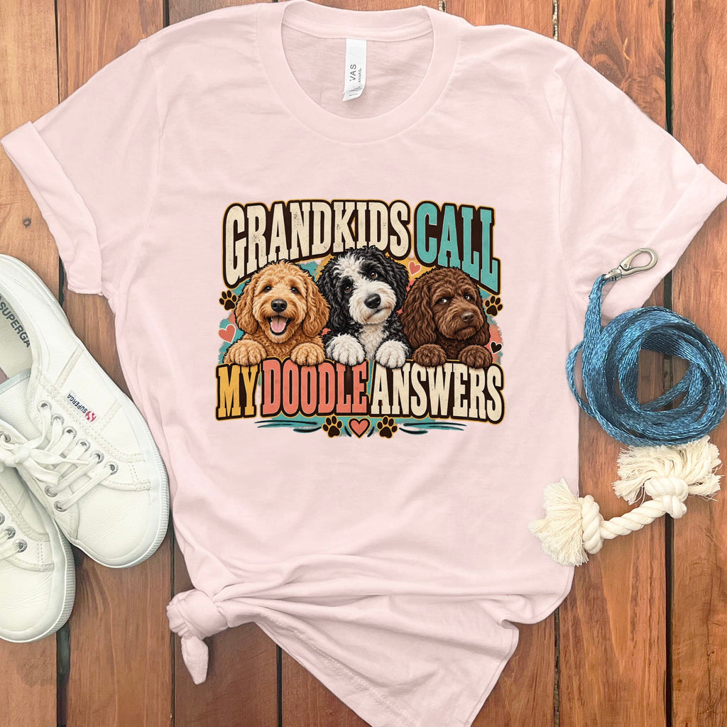 Doodle Answers T-Shirt in Soft Pink / S by Puppy Jo