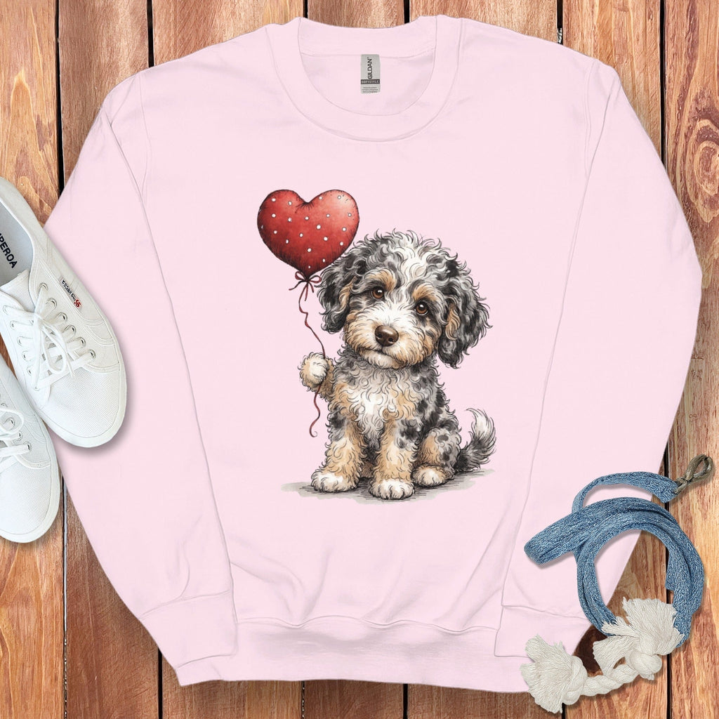 Cute Puppy Holding Heart Balloon Sweatshirt Product