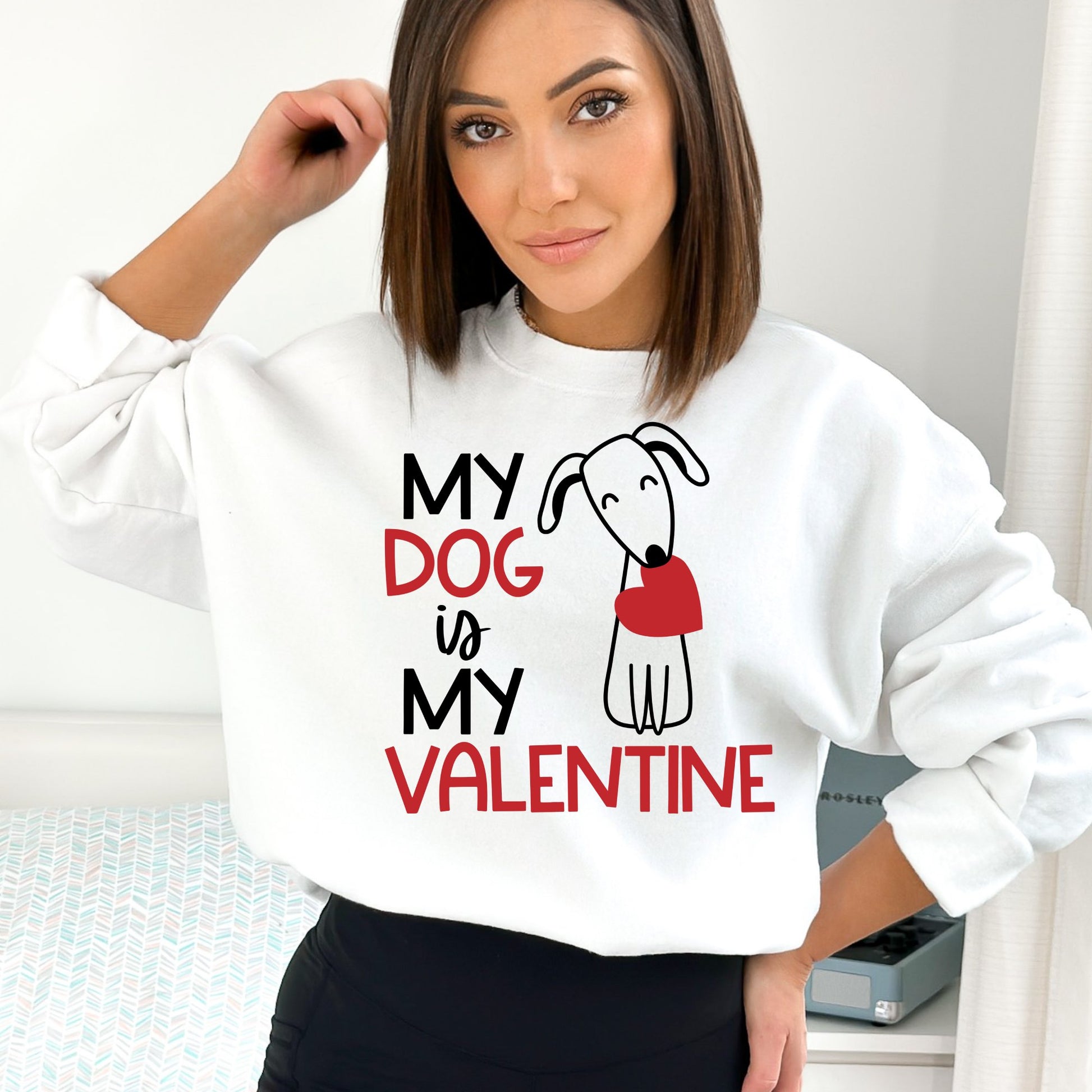 My Dog Is My Valentine Sweatshirt - PuppyJo Sweatshirt S / White