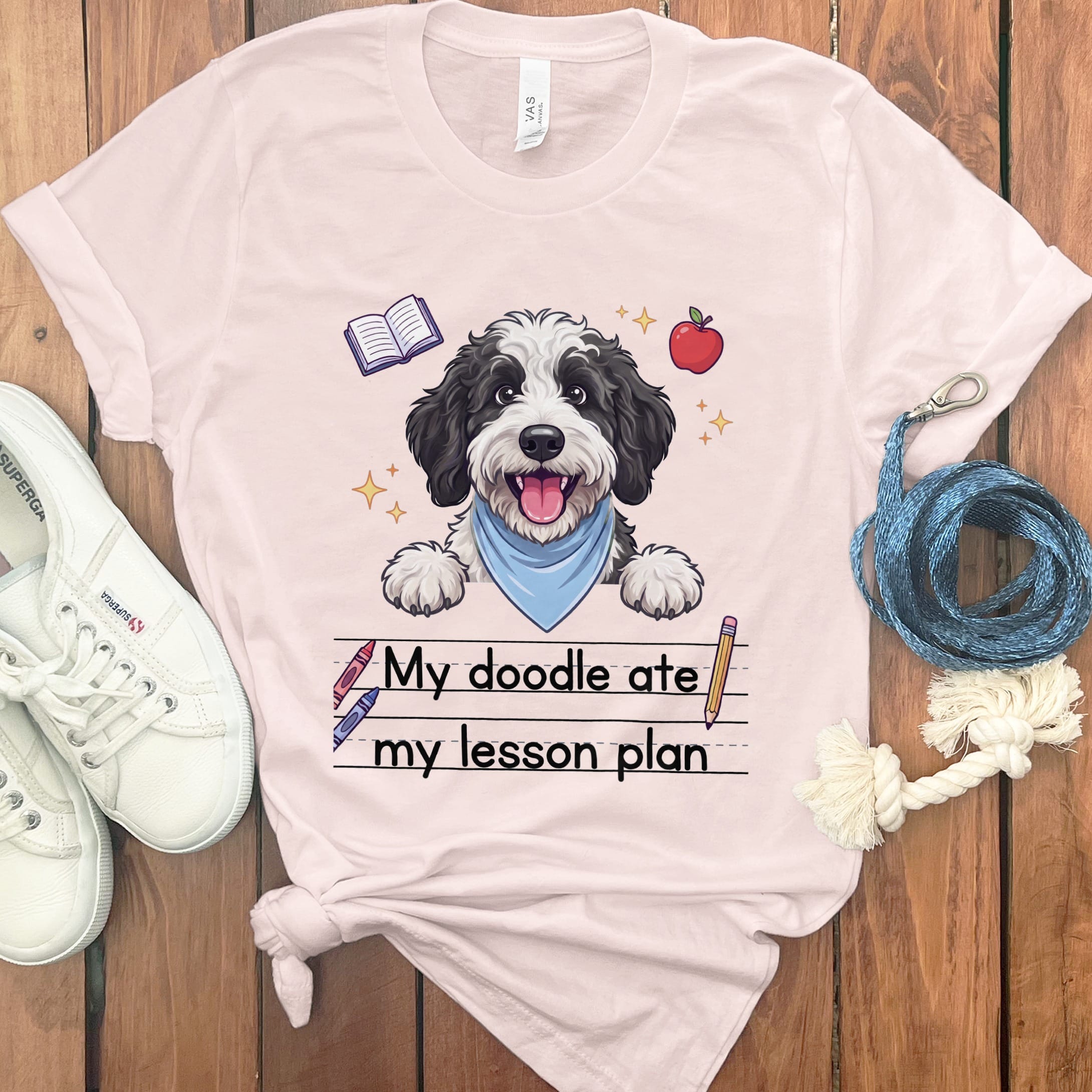 Sheepadoodle Ate Lesson T-Shirt in Soft Pink / S by Puppy Jo