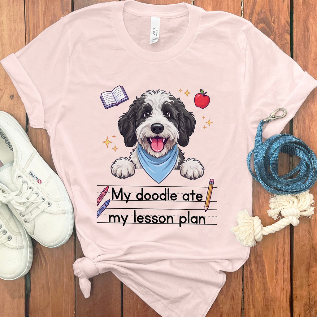 Sheepadoodle Ate Lesson T-Shirt in Soft Pink / S by Puppy Jo