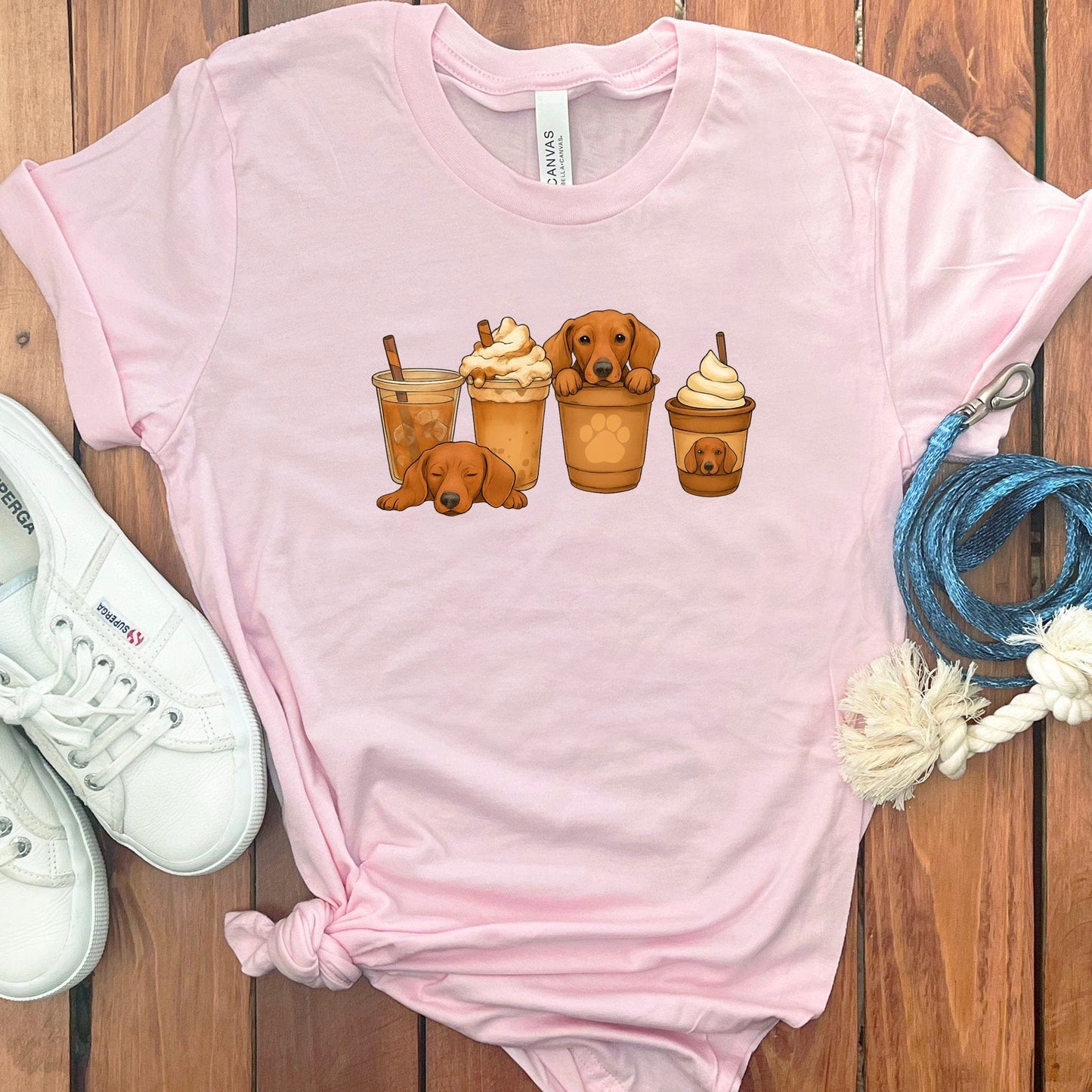 Cute Dog and Coffee Graphic Tee Shirt Product Type