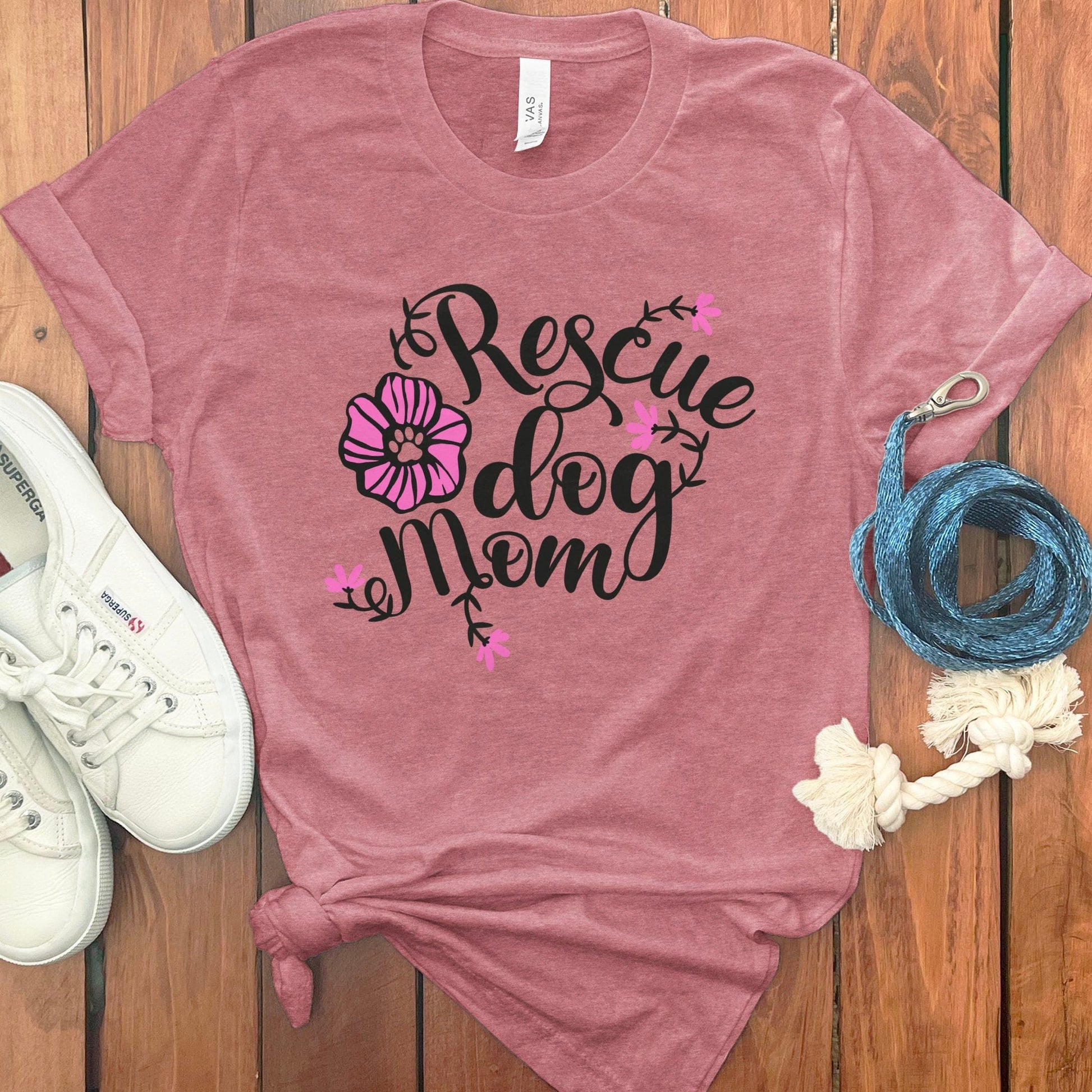 Rescue Dog Mom Pink Graphic Casual T-shirt product