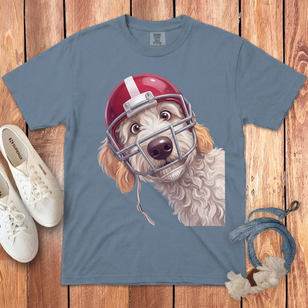 Maltipoo Football Helmet Signature T-Shirt in Blue Jean / S by Puppy Jo