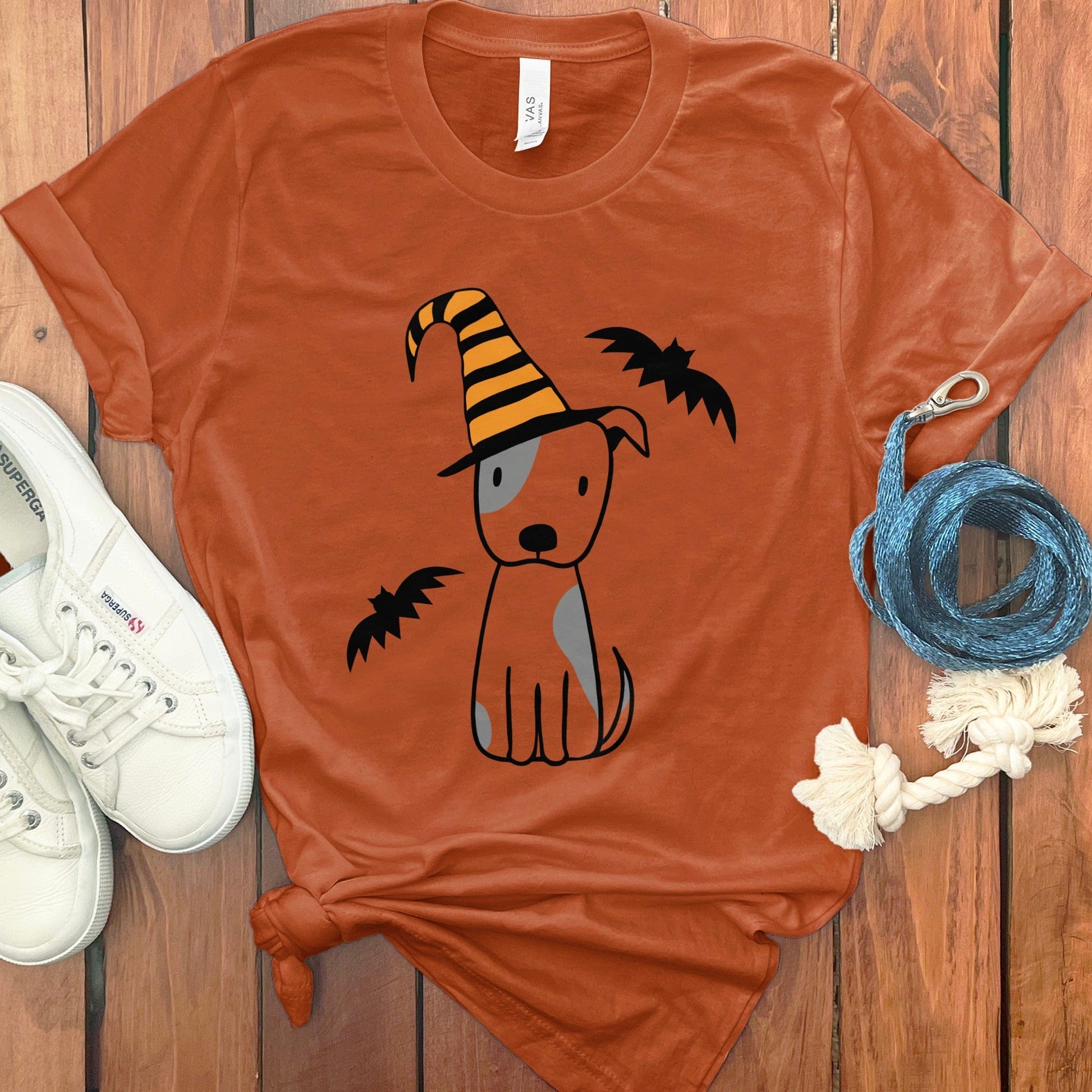 Halloween Dog with Hat and Bats T-Shirt product