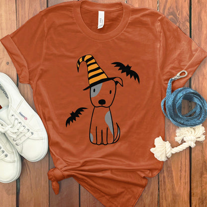Halloween Dog with Hat and Bats T-Shirt product