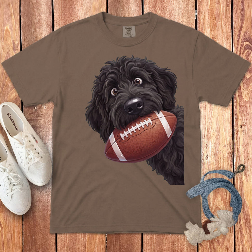Black Goldendoodle Football Signature T-Shirt in Espresso / S by Puppy Jo
