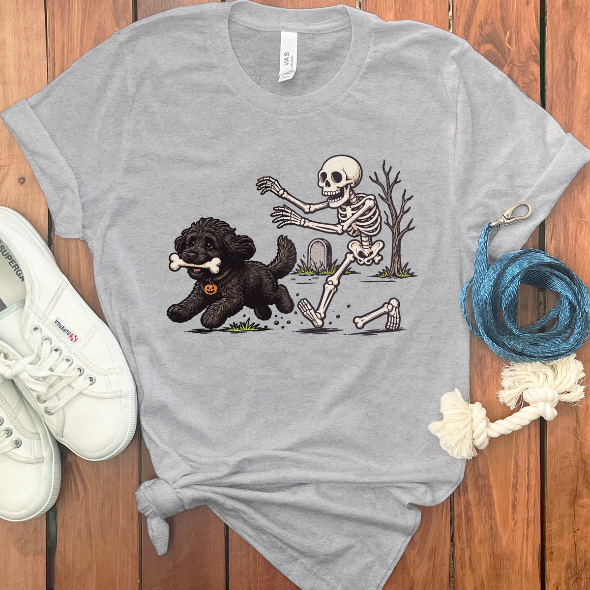 Black Goldendoodle Bone Thief T-Shirt in Athletic Heather / S by Puppy Jo