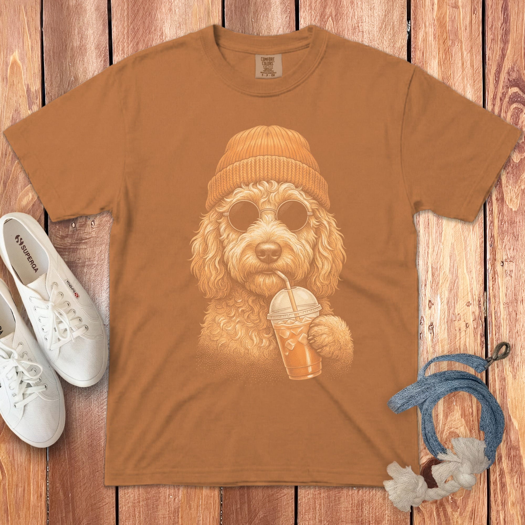 Golden Goldendoodle Ice Latte Signature T-Shirt in Yam / S by Puppy Jo