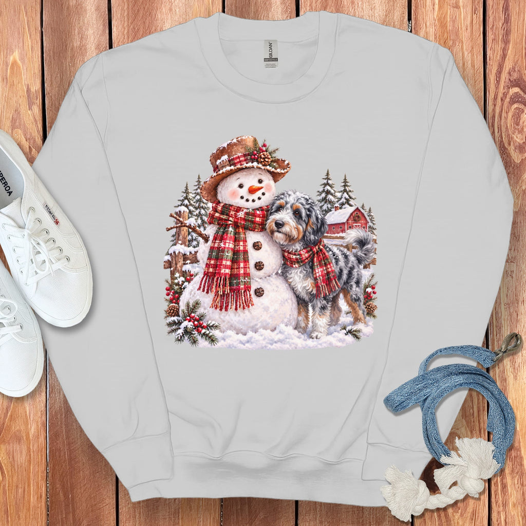 Aussiedoodle Christmas Snowman Sweatshirt in Sport Grey / S by Puppy Jo