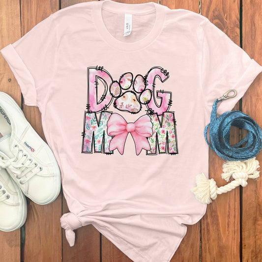 Dog Mom Cute Paw and Bow Graphic Tee product