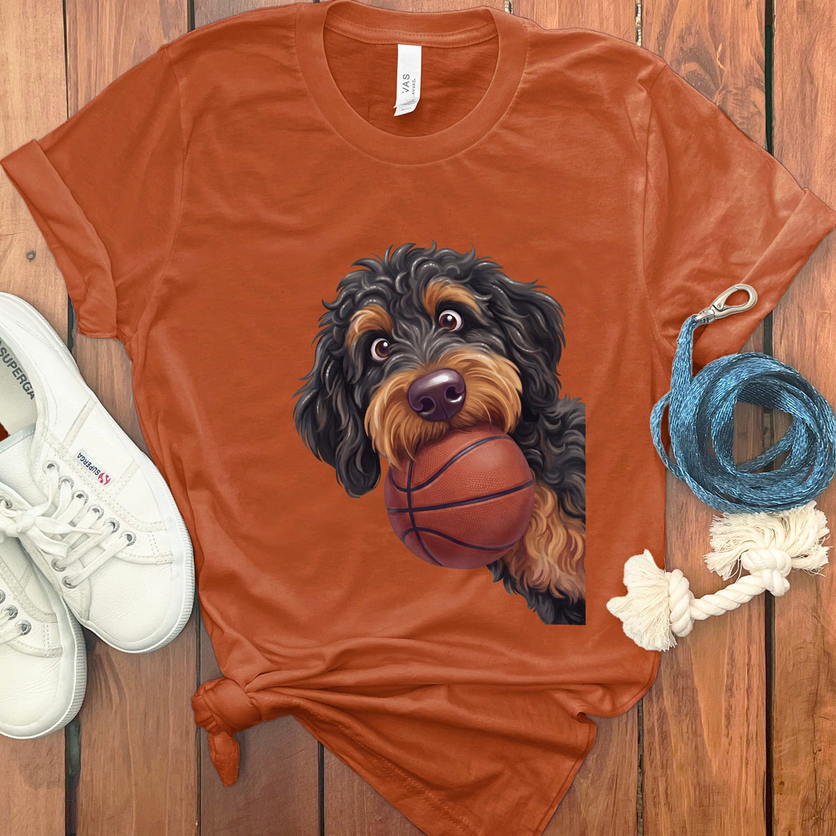Phantom Goldendoodle Basketball T-Shirt in Autumn / S by Puppy Jo