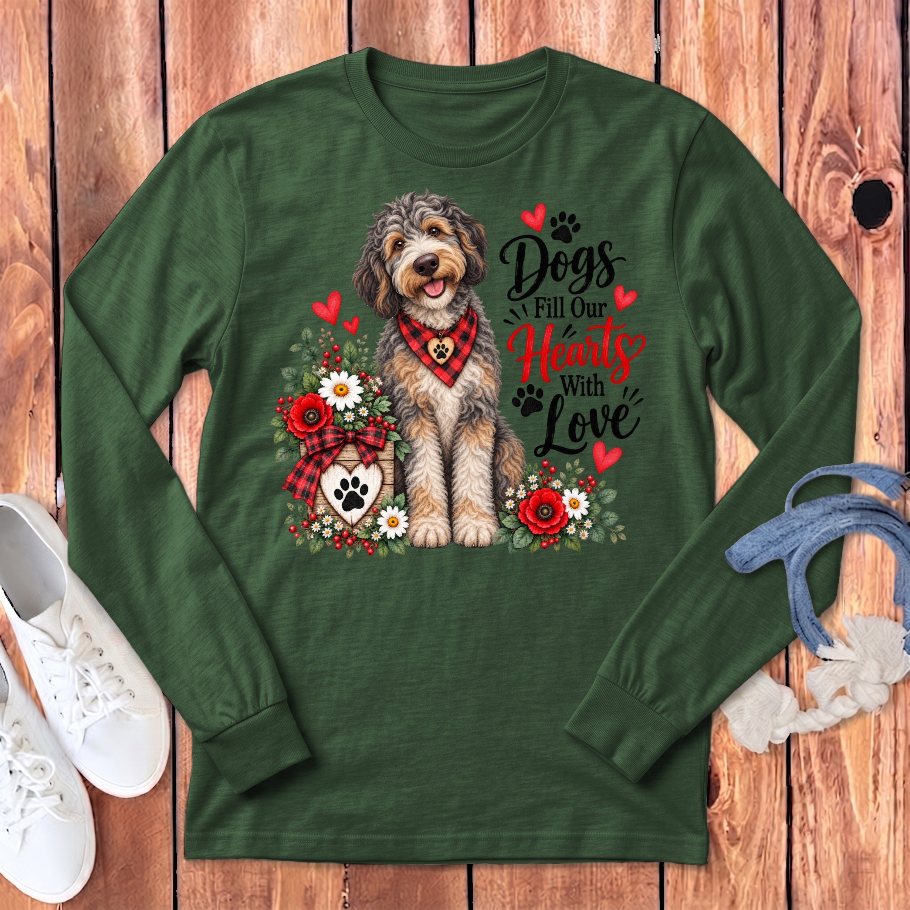 Aussiedoodle Hearts Love Long Sleeve T-Shirt