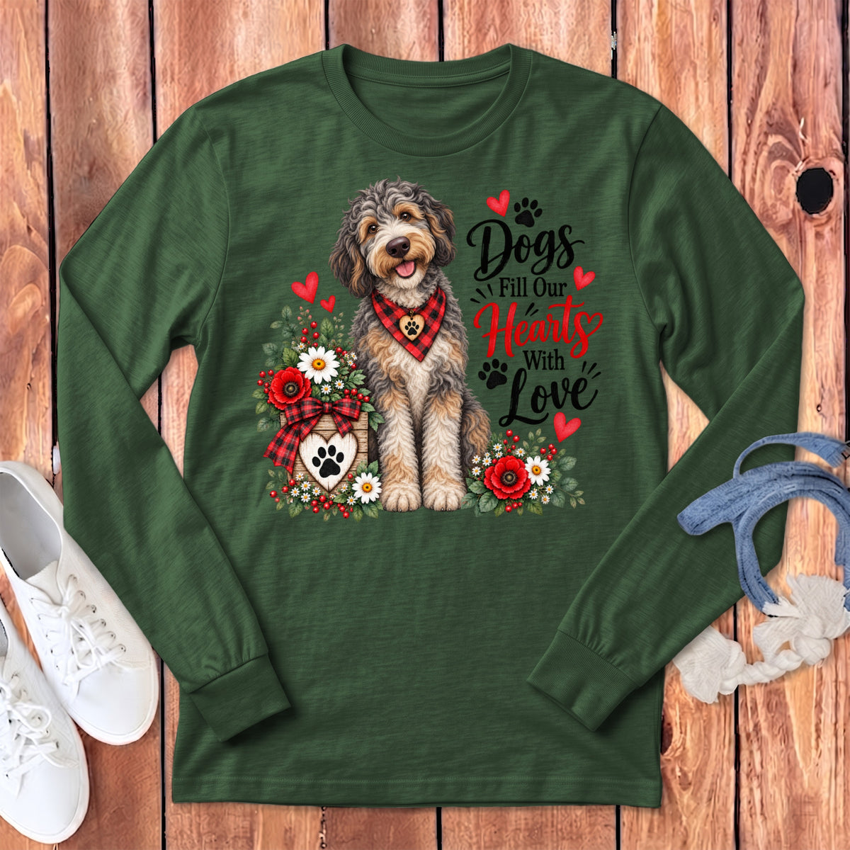 Aussiedoodle Hearts Love Long Sleeve T-Shirt