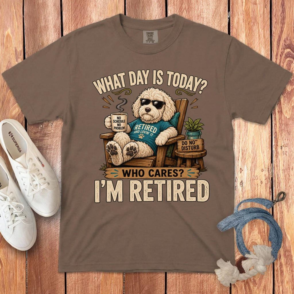 I'm Retired Cream Goldendoodle Signature T-Shirt in Espresso / S by Puppy Jo