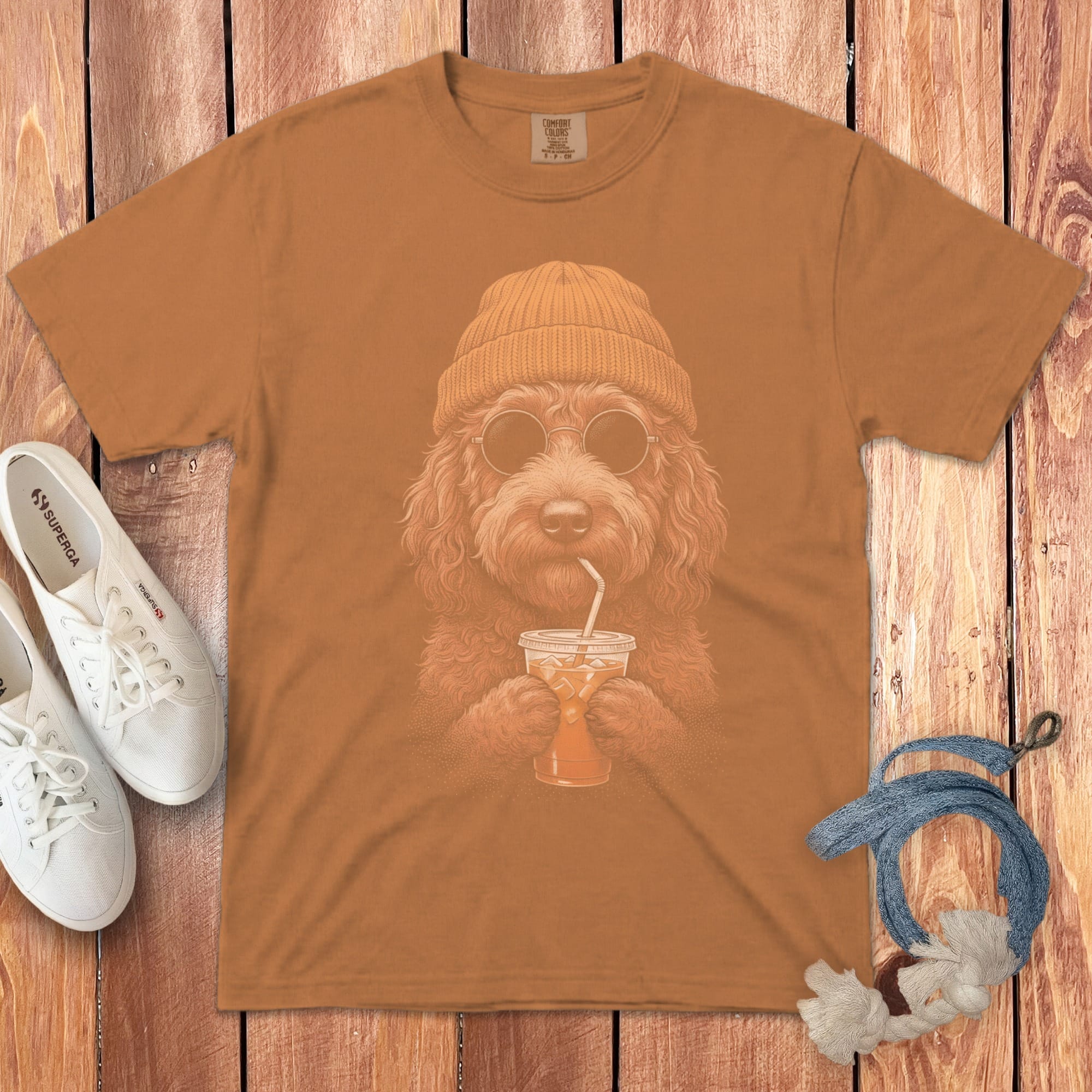 Chocolate Goldendoodle Ice Latte T-Shirt in Yam / S by Puppy Jo