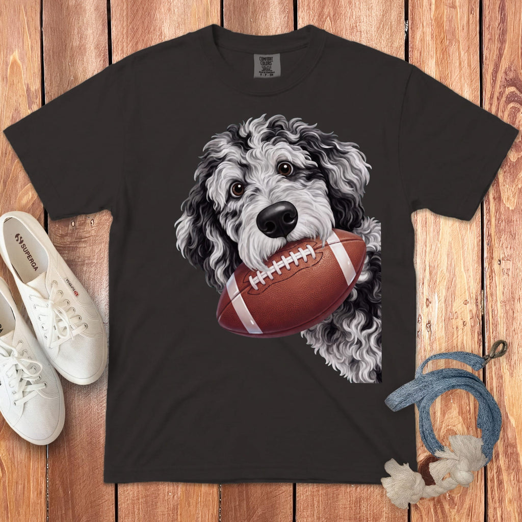 Merle Goldendoodle Football Signature T-Shirt in Graphite / S by Puppy Jo