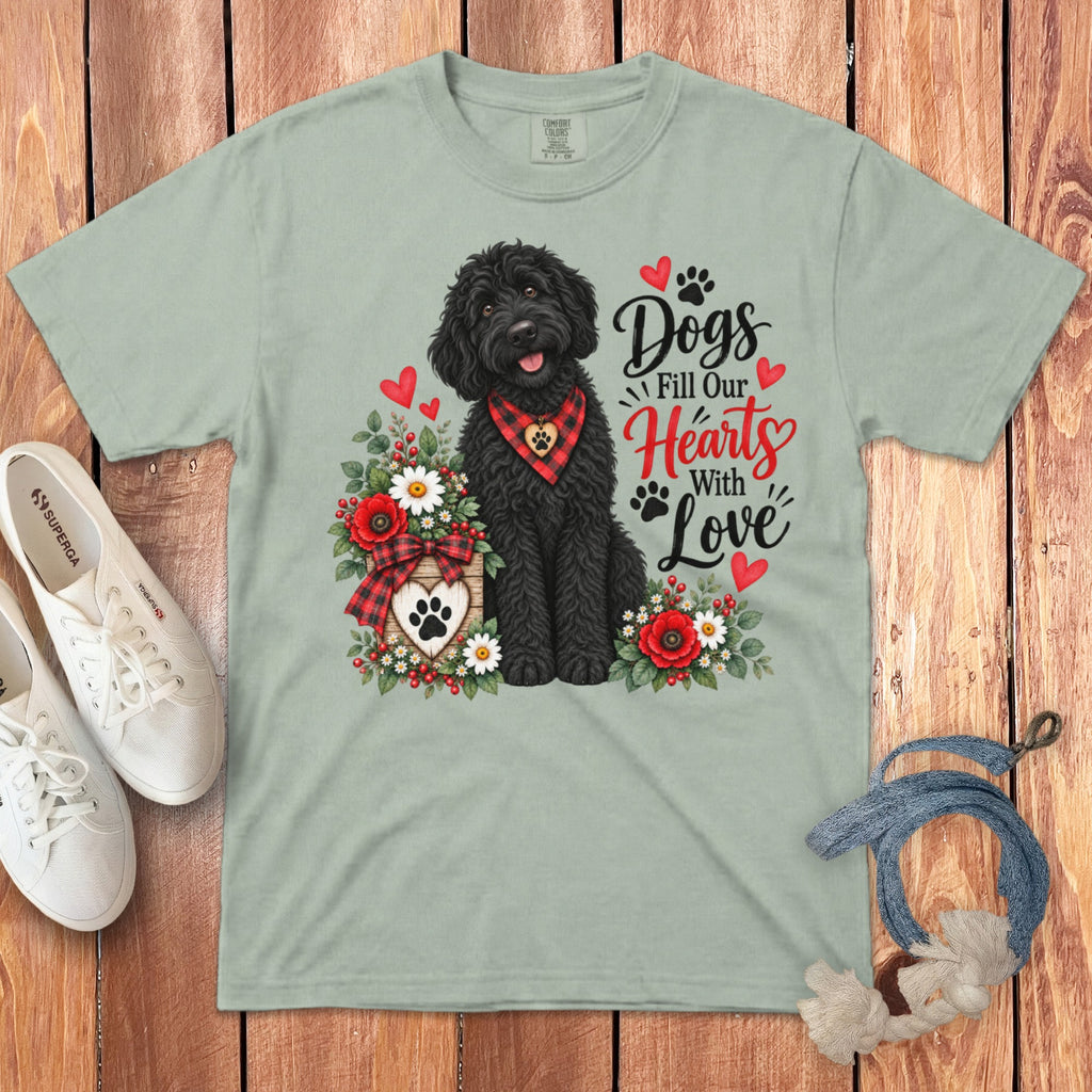 Black Goldendoodle Hearts Love Signature T-Shirt