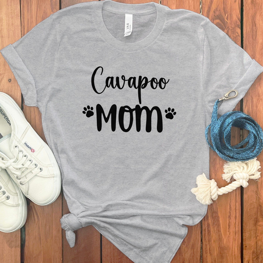 Cavapoo Mom T-shirt with Cute Paw Prints Design