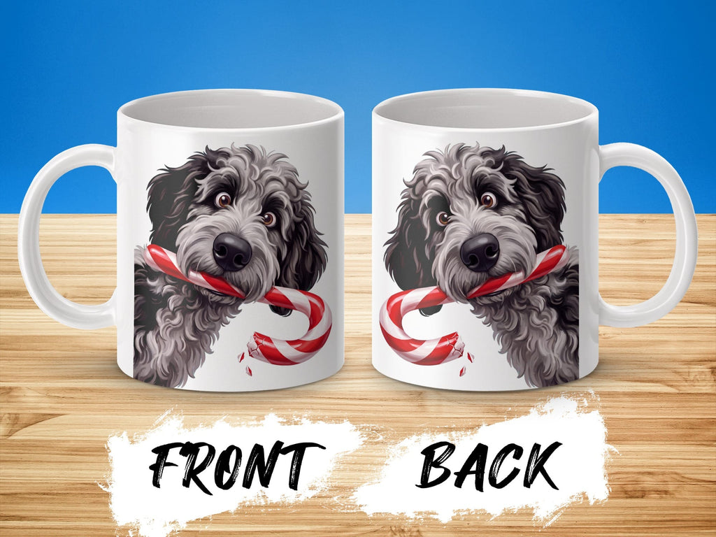Merle Goldendoodle Candy Cane Thief Mug in by Puppy Jo