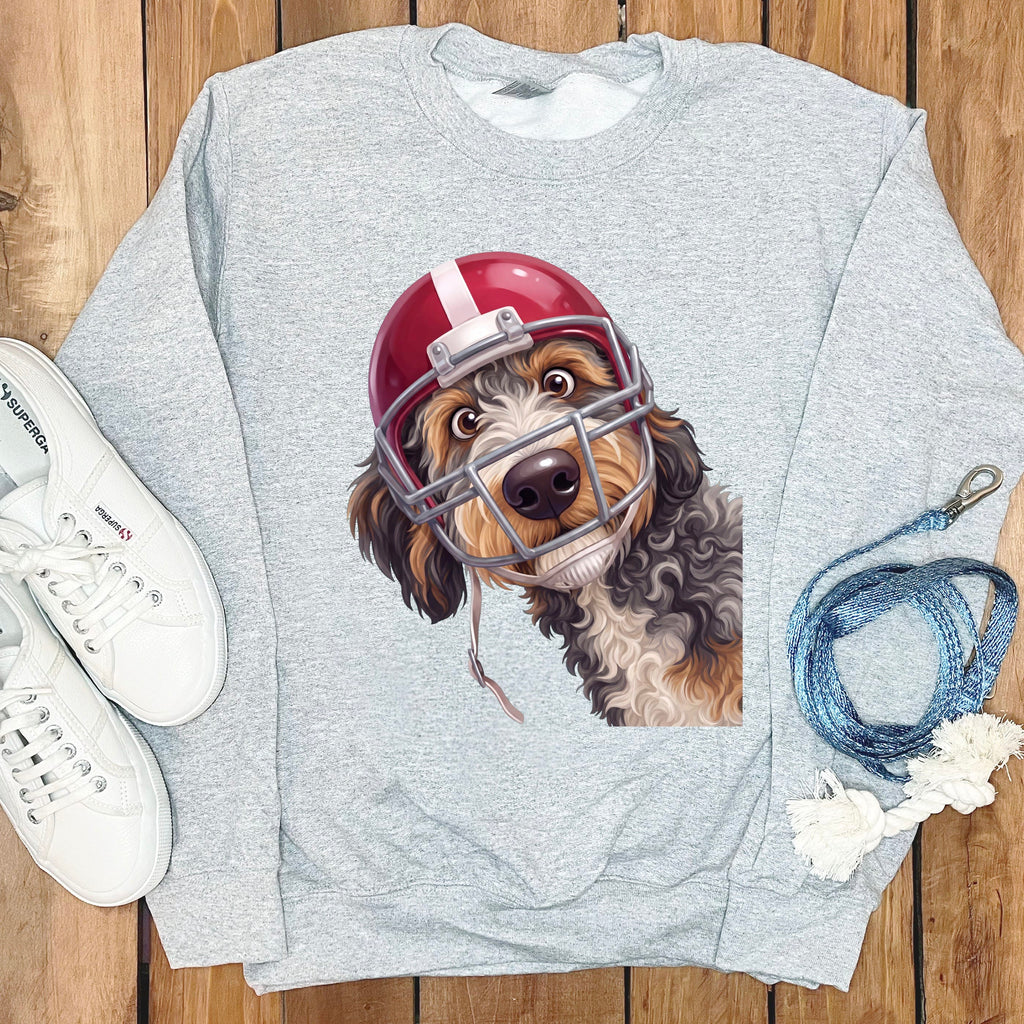 Aussiedoodle Football Helmet Sweatshirt in Sport Grey / S by Puppy Jo