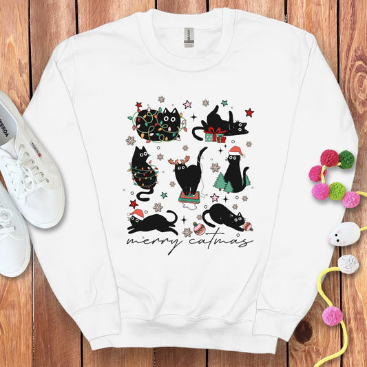 Cozy Long Sleeve Merry Catmas Sweatshirt Product