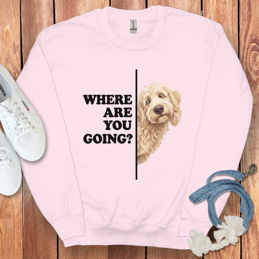 Where Going Cream Goldendoodle Sweatshirt in Light Pink / S by Puppy Jo