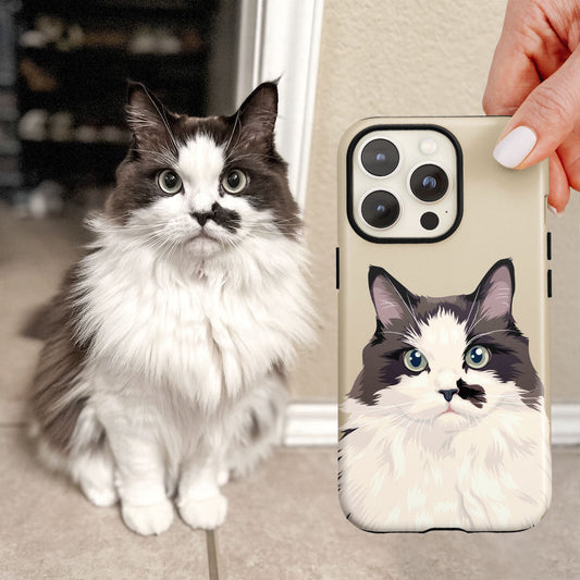 Custom Cat Portrait Phone Case - PuppyJo Phone Cases