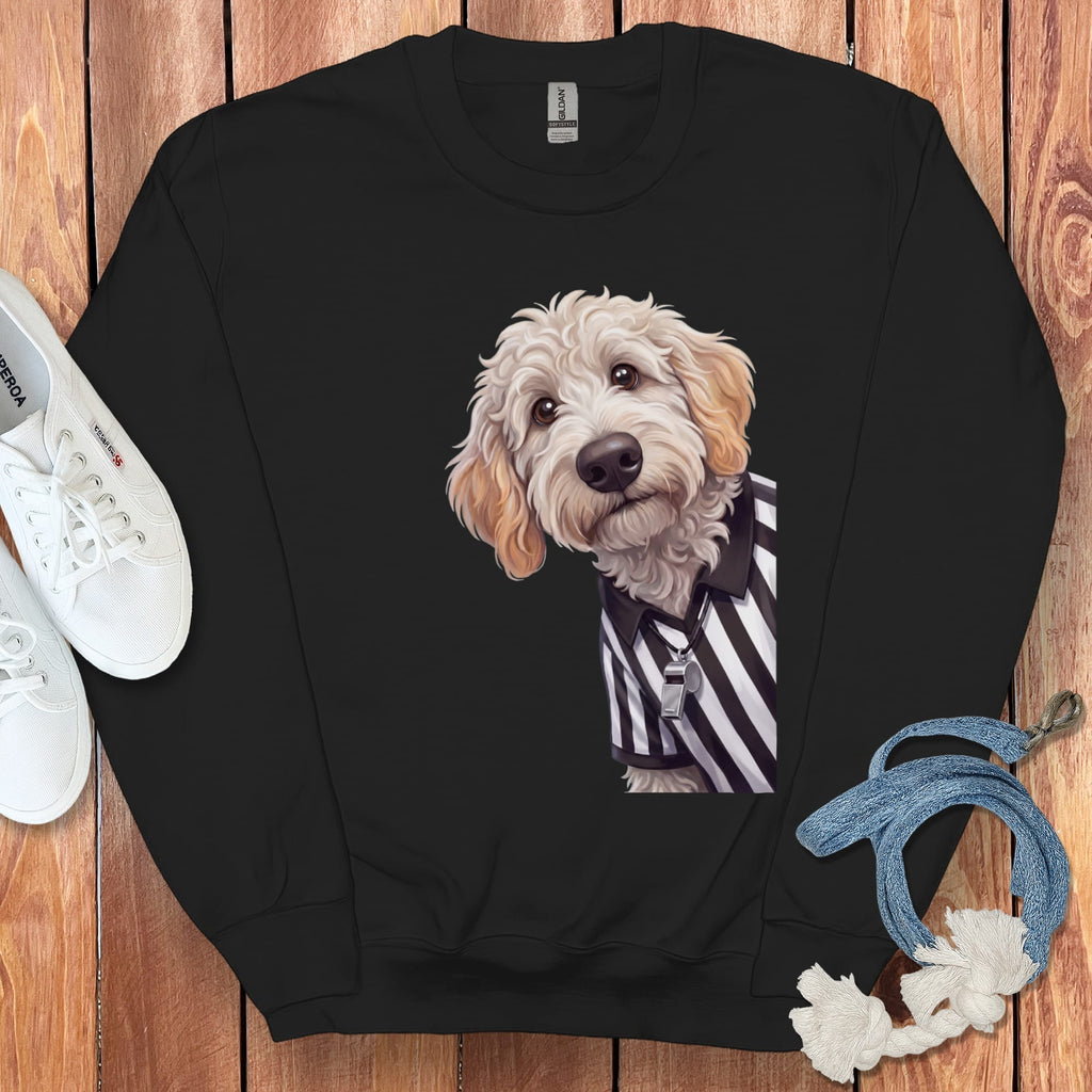 Maltipoo Football Referee Sweatshirt in Black / S by Puppy Jo