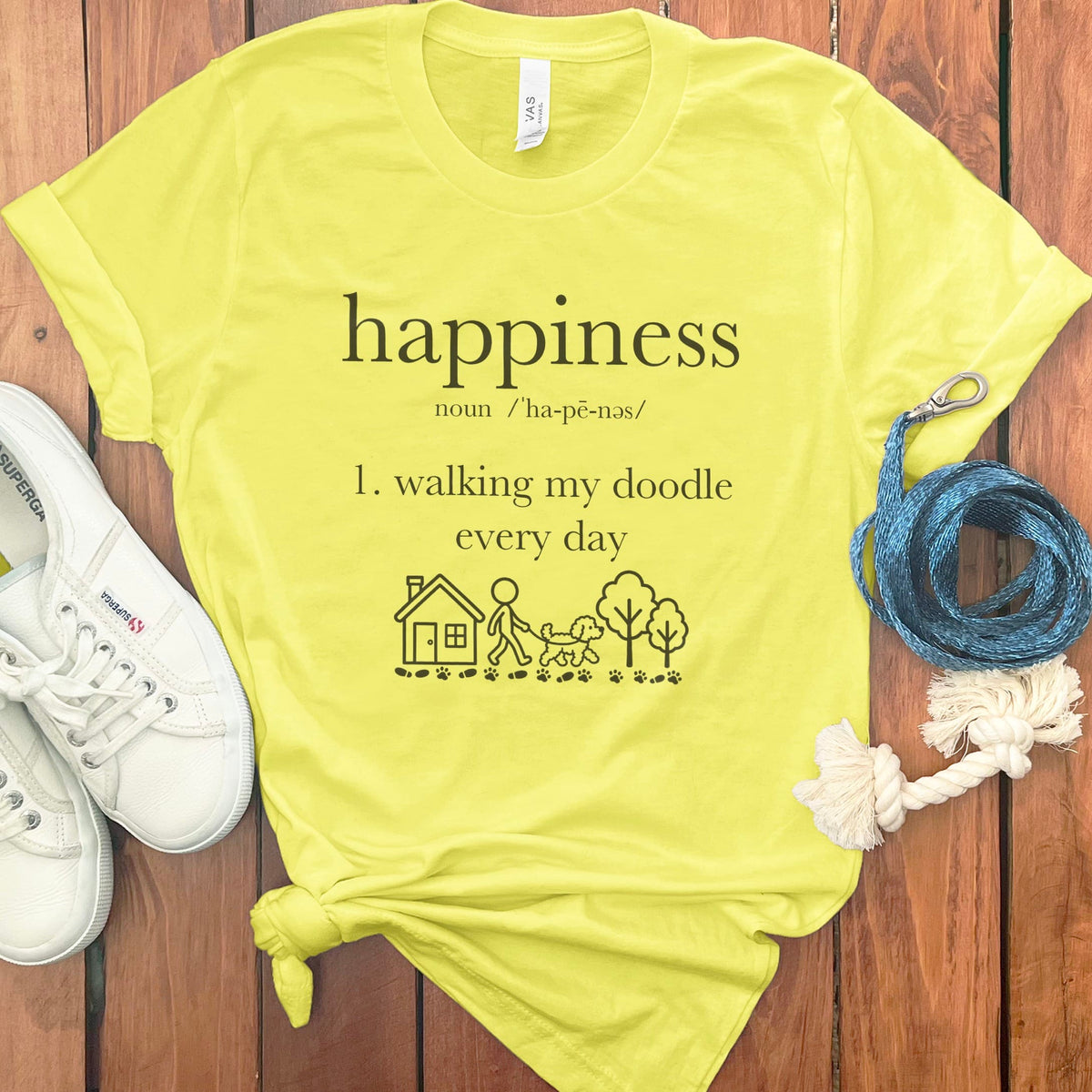 Happiness Doodle Definition T-Shirt in Yellow / S by Puppy Jo