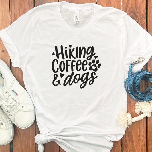 Enjoy Hiking Coffee Dogs Graphic Printed T-shirt product