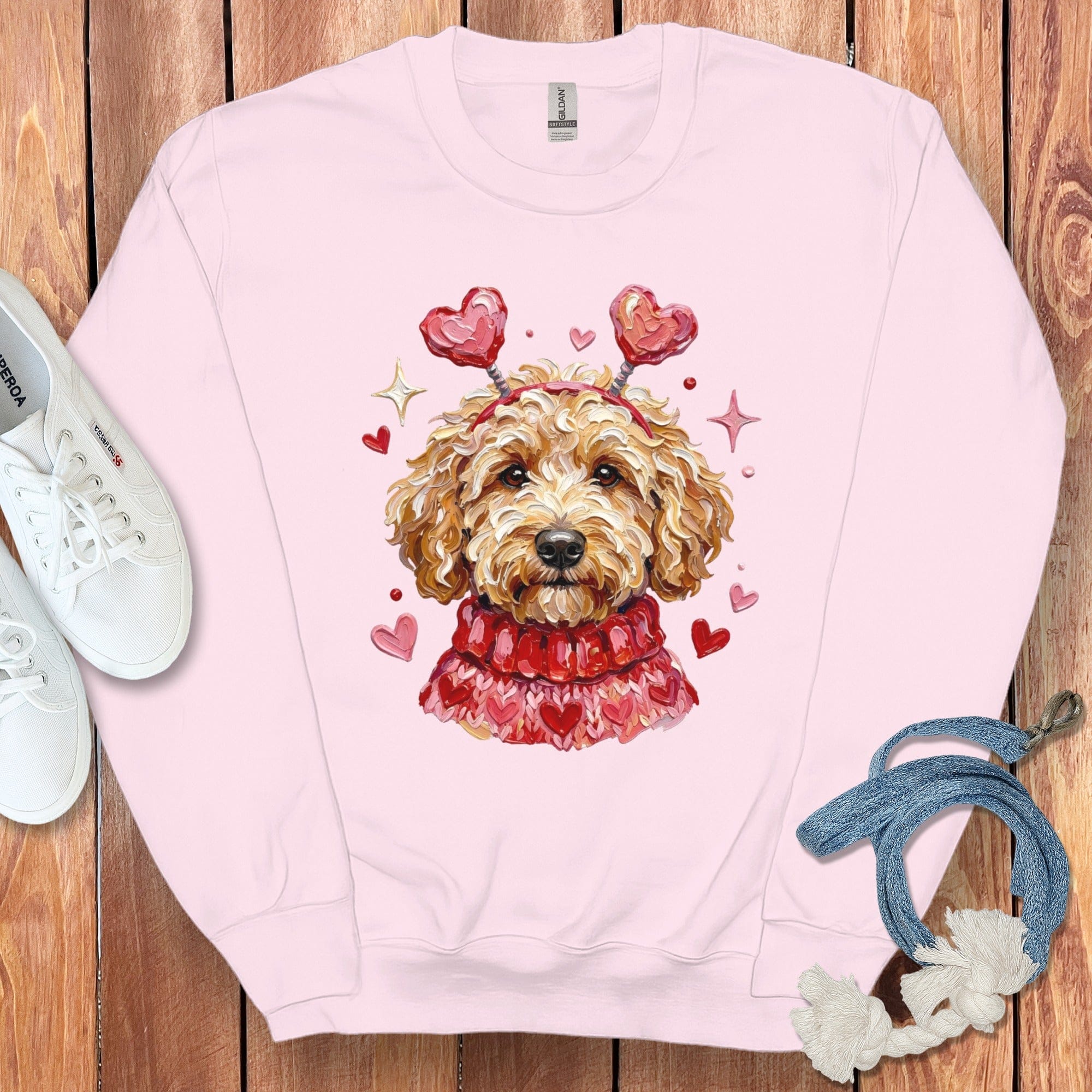 Cute Puppy with Heart Antlers Printed Sweatshirt